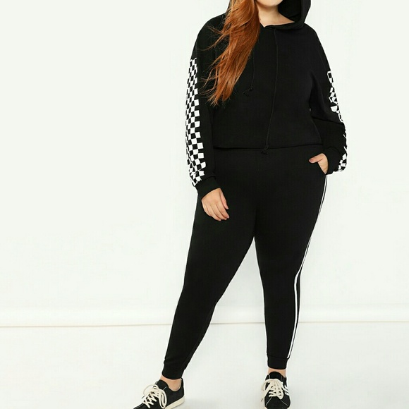 Various Tops - HOST PICK 🥂Plus Checkered Panel  Hoodie